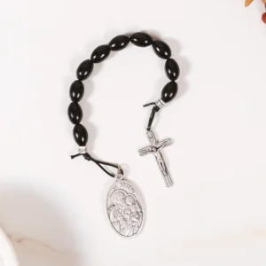Dark Brown St. Joseph One Decade Rosary Tenner & Prayer Card